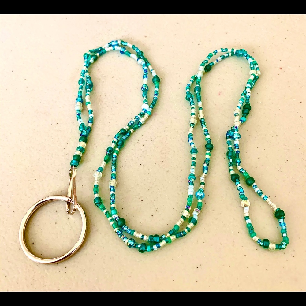 Lanyard- Teal and white